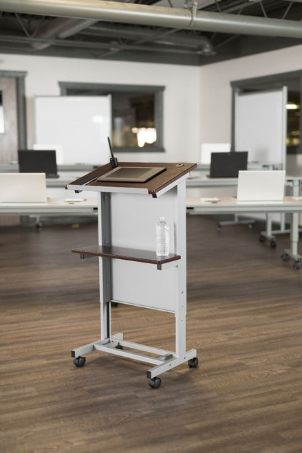 Mobile Adjustable Height Podium - Luxor LX-ADJ-DW Mobile Adjustable Height Podium - Luxor LX-ADJ-DW