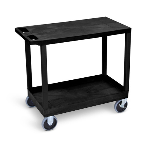 High Capacity Utility Cart with One Tub and One Flat Shelf - Luxor EC21HD-B