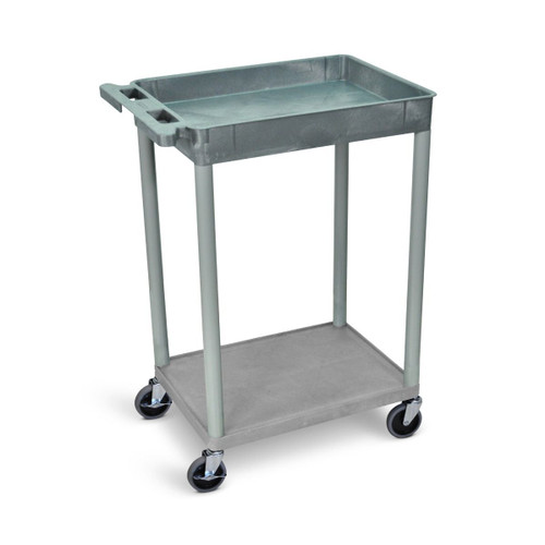 Utility Cart with One Tub Shelf and One Flat Shelf - Luxor STC12-G Utility Cart with One Tub Shelf and One Flat Shelf - Luxor STC12-G