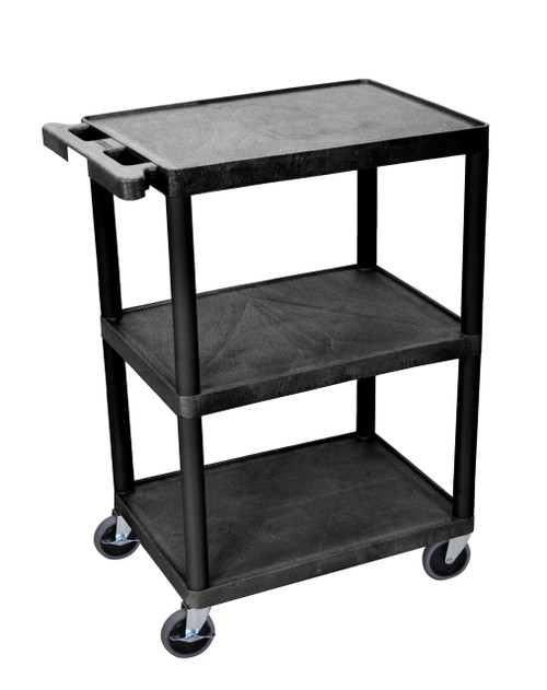 Utility Cart with Three Flat Shelves - Luxor STC222-B