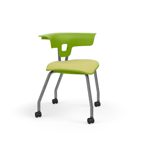 Four Leg Upholstered Seat Chair with Casters 19 Inch Seat Height - KI Ruckus RK2200H18NB 