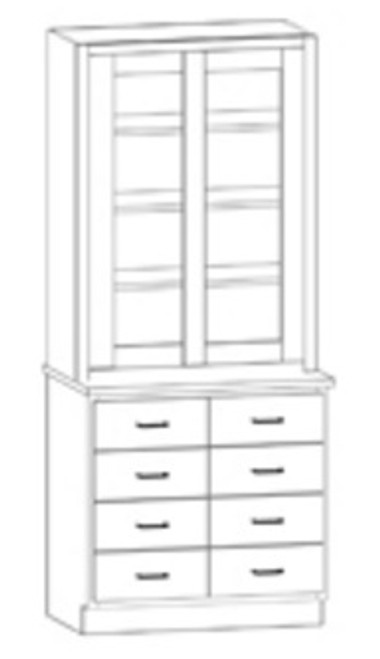 Hann SC-130G Laboratory Display Cabinet With Eight Drawers 36 Inch Wide