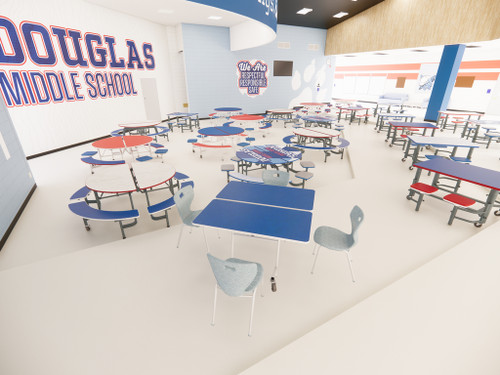 Environmental of Square Mobile Cafeteria Table - AmTab
**Props Not Included**