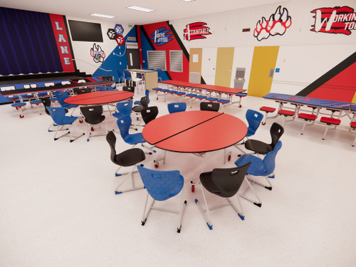 Environmental of Oval Mobile Cafeteria Table - AmTab MOV72
**Props Not Included**