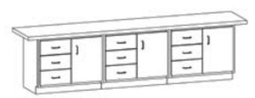 Hann WBB-8 Wall Workbench With 6 Drawers and 2 Doors 24 x 96