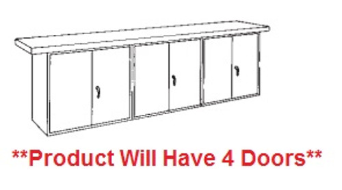 Hann WDD-8L Steel Base Wall Workbench With 2 Base Cabinets With Double Locking Doors 24 x 96