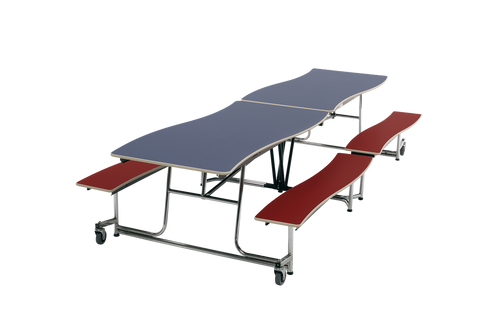 Ocean Waves Mobile Bench Cafeteria Table - AmTab MBOWT1