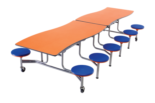 AmTab MSWT1012 Wave Mobile Stool Cafeteria Table 12 Foot Length AmTab MSWT1012 Wave Mobile Stool Cafeteria Table 12 Foot Length