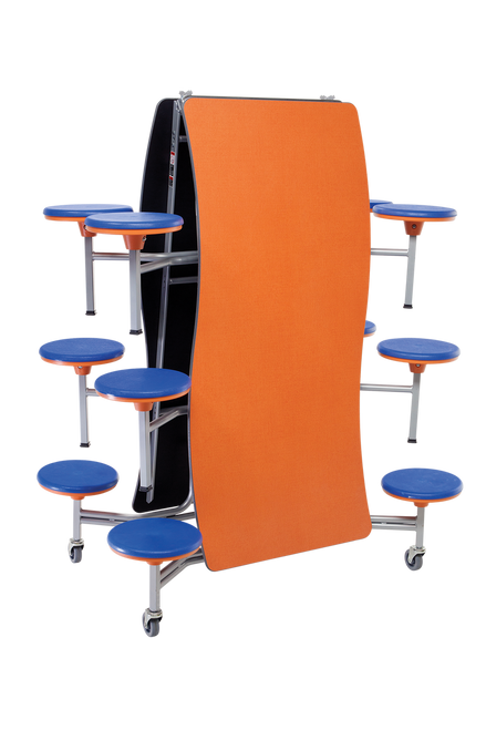 AmTab MSWT1012 Wave Mobile Stool Cafeteria Table 12 Foot Length AmTab MSWT1012 Wave Mobile Stool Cafeteria Table 12 Foot Length