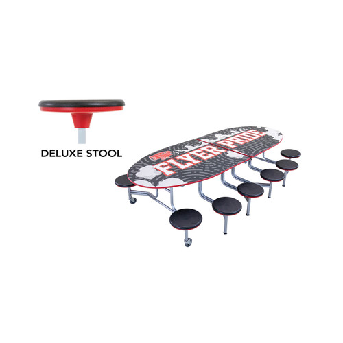 AmTab Elliptical Mobile Stool Cafeteria Table AmTab Elliptical Mobile Stool Cafeteria Table