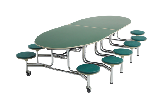 AmTab Elliptical Mobile Stool Cafeteria Table AmTab Elliptical Mobile Stool Cafeteria Table
