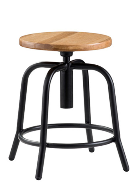 Designer Adjustable Swivel Stool with Wooden Seat - NPS 6800 Series