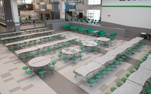 Environmental of Ocean Waves Mobile Cafeteria Table - AmTab MOWT1
**Props Not Included**