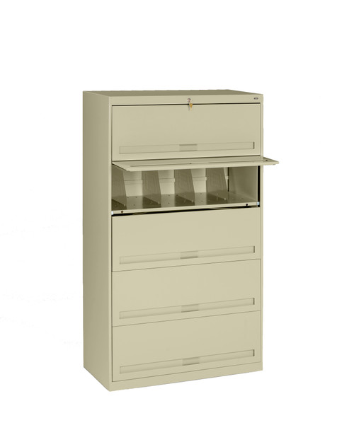 Tennsco FS351L Five Tier Lateral File with Fixed Shelf and Retractable Door 36x17x64