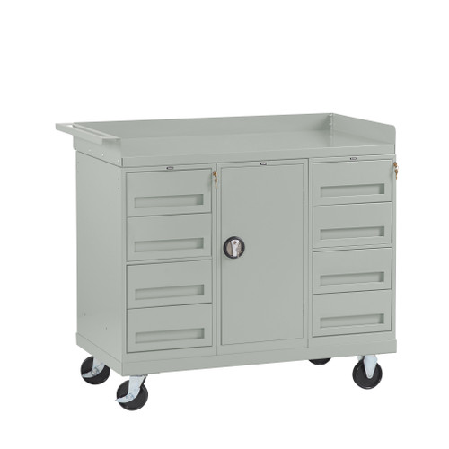 Tennsco MB-7-2545 Mobile Workbench With Cabinet and Two Four Drawer Pedestals 45 x 25 x 43