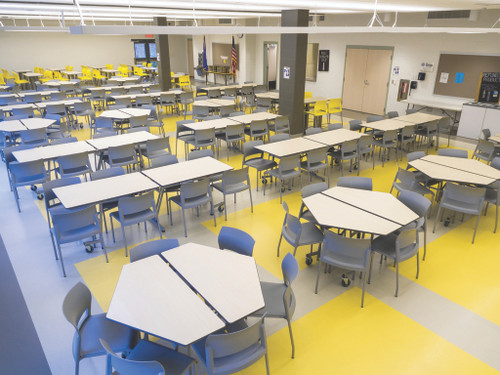 Environmental of Hexagon Mobile Cafeteria Table - AmTab MHX48
**Props Not Included**