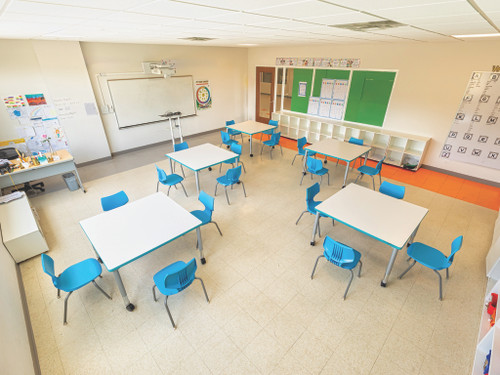 Classroom Environmental of Square Activity Table with High Pressure Laminate Top - AmTab
**Props Not Included**