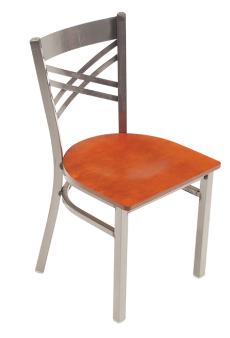 Café Chair with 17.25" Seat Height - AmTab CafeChair - Crossed Back with Metallic Gloss Clear Coat Café Chair with 17.25" Seat Height - AmTab CafeChair - Crossed Back with Metallic Gloss Clear Coat