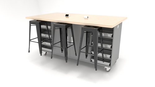 ED Double Storage All Inclusive Butcher Block Top Table with High Pressure Laminate Base and Stools - CEF