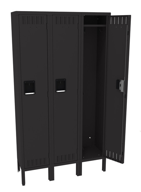 Tennsco STS-121260-3 Assembled Steel Single Tier 3 Wide Locker with Legs 36 x 12 x 66
