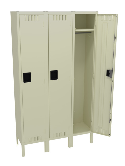 Tennsco STS-151572-3 Assembled Steel Single Tier 3 Wide Locker with Legs 45 x 15 x 72