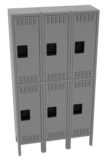 Tennsco DTS-121230-3 Assembled Steel Double Tier 3 Wide Locker with Legs 36 x 12 x 66
