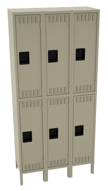 Tennsco DTS-121536-3 Assembled Steel Double Tier 3 Wide Locker with Legs 36 x 15 x 78