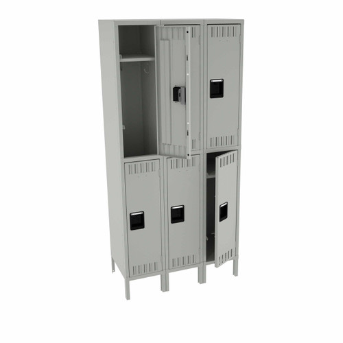 Tennsco DTS-121836-3 Assembled Steel Double Tier 3 Wide Locker with Legs 36 x 18 x 78