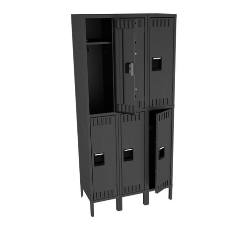 Tennsco DTS-121836-3 Assembled Steel Double Tier 3 Wide Locker with Legs 36 x 18 x 78