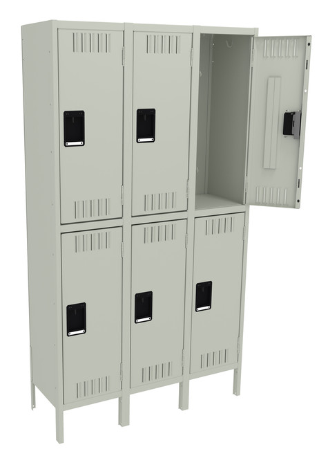 Tennsco DTS-151536-3 Assembled Steel Double Tier 3 Wide Locker with Legs 15 x 15 x 78