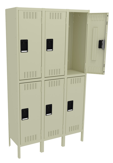 Tennsco DTS-151536-3 Assembled Steel Double Tier 3 Wide Locker with Legs 15 x 15 x 78
