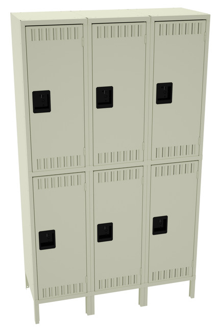 Tennsco DTS-151836-3 Assembled Steel Double Tier 3 Wide Locker with Legs 45 x 18 x 78