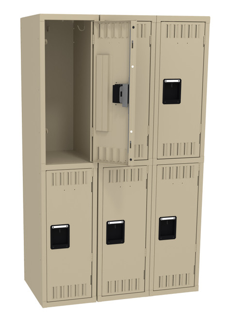 Tennsco DTS-121830-C Assembled Steel Double Tier 3 Wide Locker without Legs 36 x 18 x 60