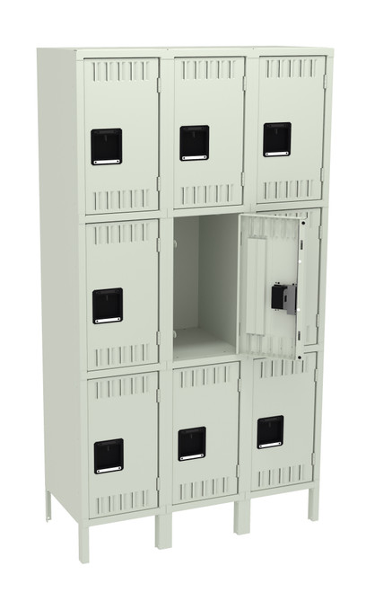 Tennsco TTS-151824-3 Assembled Steel Triple Tier 3 Wide Locker with Legs 45 x 18 x 78