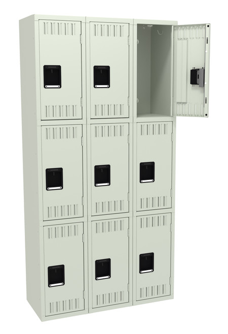 Tennsco TTS-121524-C Assembled Steel Triple Tier 3 Wide Locker without Legs 36 x 15 x 72 Tennsco TTS-121524-C Assembled Steel Triple Tier 3 Wide Locker without Legs 36 x 15 x 72