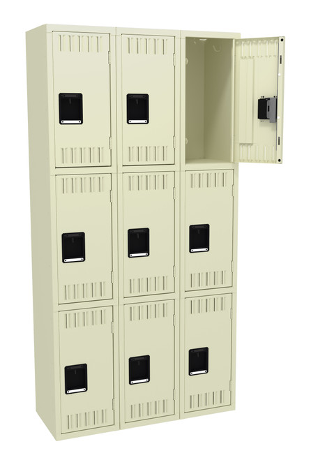 Tennsco TTS-121524-C Assembled Steel Triple Tier 3 Wide Locker without Legs 36 x 15 x 72 Tennsco TTS-121524-C Assembled Steel Triple Tier 3 Wide Locker without Legs 36 x 15 x 72