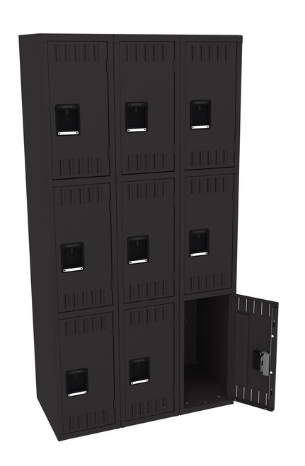 Tennsco TTS-121824-C Assembled Steel Triple Tier 3 Wide Locker without Legs 36 x 18 x 72