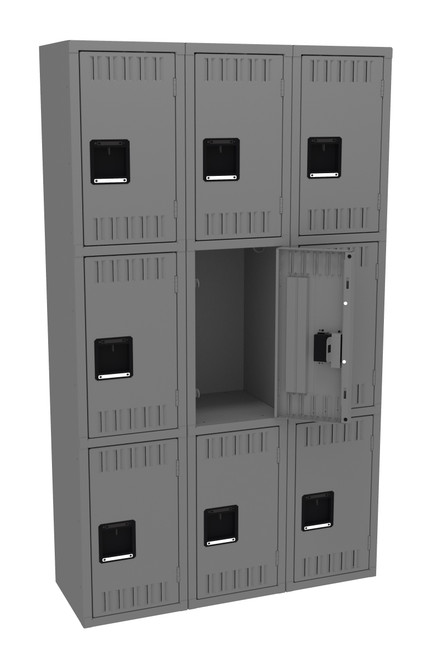 Tennsco TTS-151524-C Assembled Steel Triple Tier 3 Wide Locker without Legs 45 x 15 x 72 Tennsco TTS-151524-C Assembled Steel Triple Tier 3 Wide Locker without Legs 45 x 15 x 72