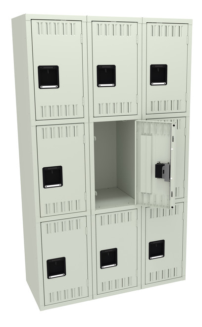 Tennsco TTS-151824-C Assembled Steel Triple Tier 3 Wide Locker without Legs 45 x 18 x 72
