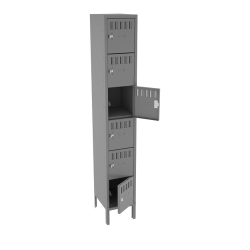 Tennsco BS6-121512-1 Assembled Steel 6 Tier Box Lockers with Legs 12 x 15 x 78 Tennsco BS6-121512-1 Assembled Steel 6 Tier Box Lockers with Legs 12 x 15 x 78