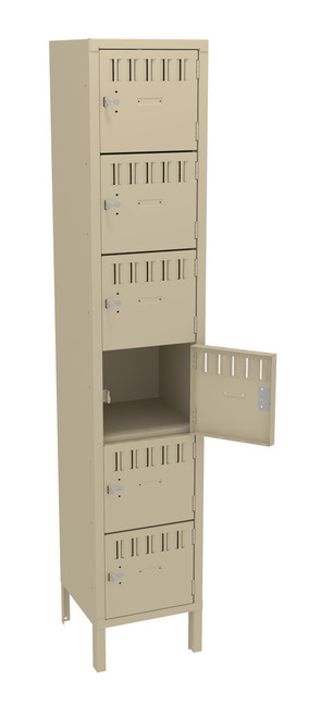 Tennsco BS6-151512-1 Assembled Steel 6 Tier Box Lockers with Legs 15 x 15 x 78 Tennsco BS6-151512-1 Assembled Steel 6 Tier Box Lockers with Legs 15 x 15 x 78