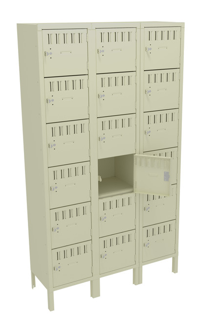 Tennsco BS6-151512-3 Assembled Steel 6 Tier Box Lockers 3 Wide with Legs 45 x 15 x 78