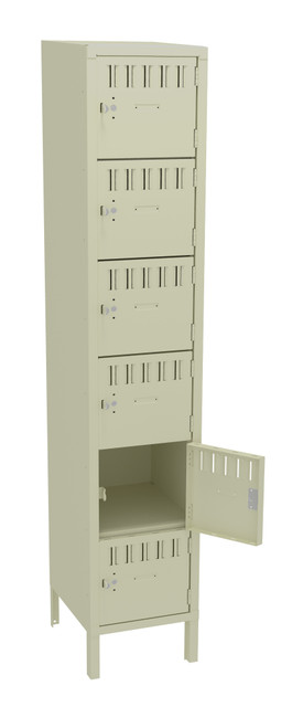 Tennsco BS6-151812-1 Assembled Steel 6 Tier Box Lockers with Legs 15 x 18 x 78 Tennsco BS6-151812-1 Assembled Steel 6 Tier Box Lockers with Legs 15 x 18 x 78
