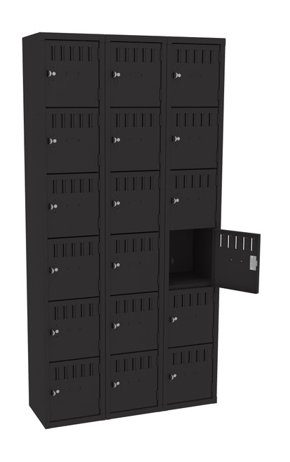 Tennsco BS6-121212-C Assembled Steel 6 Tier Box Lockers 3 Wide without Legs 36 x 12 x 72