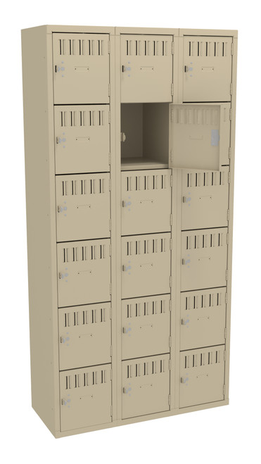 Tennsco BS6-121512-C Assembled Steel 6 Tier Box Lockers 3 Wide without Legs 36 x 15 x 72