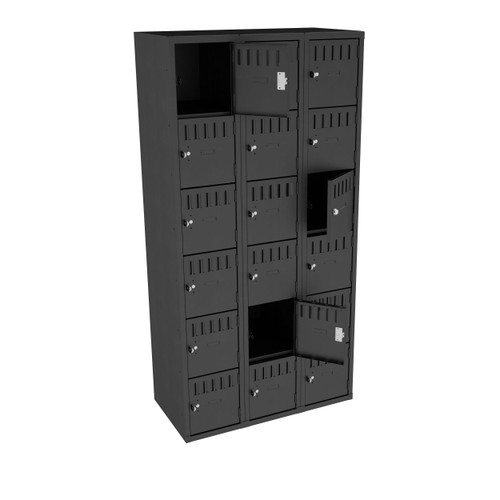 Tennsco BS6-121812-C Assembled Steel 6 Tier Box Lockers 3 Wide without Legs 36 x 18 x 72 Tennsco BS6-121812-C Assembled Steel 6 Tier Box Lockers 3 Wide without Legs 36 x 18 x 72