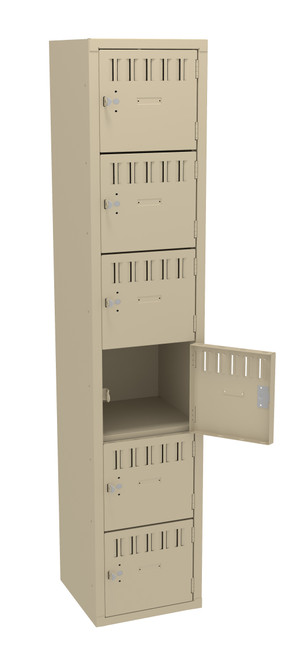 Tennsco BS6-151512-A Assembled Steel 6 Tier Box Lockers without Legs 15 x 15 x 72
