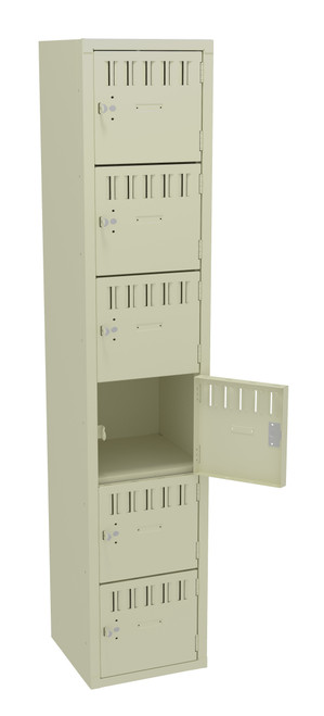 Tennsco BS6-151512-A Assembled Steel 6 Tier Box Lockers without Legs 15 x 15 x 72