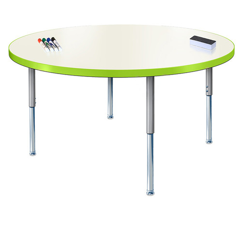 Modern Classic Round Shaped Dry Erase Table with Adjustable Height - Allied USA Modern Classic Round Shaped Dry Erase Table with Adjustable Height - Allied USA
