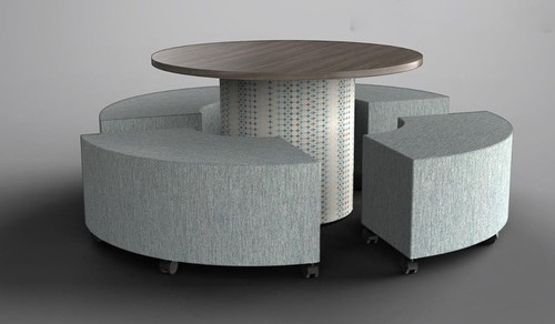 LIAT BE-001-G1 Round Belmont Table with Four Curved Ottomans 48 W x 48 D LIAT BE-001-G1 Round Belmont Table with Four Curved Ottomans 48 W x 48 D